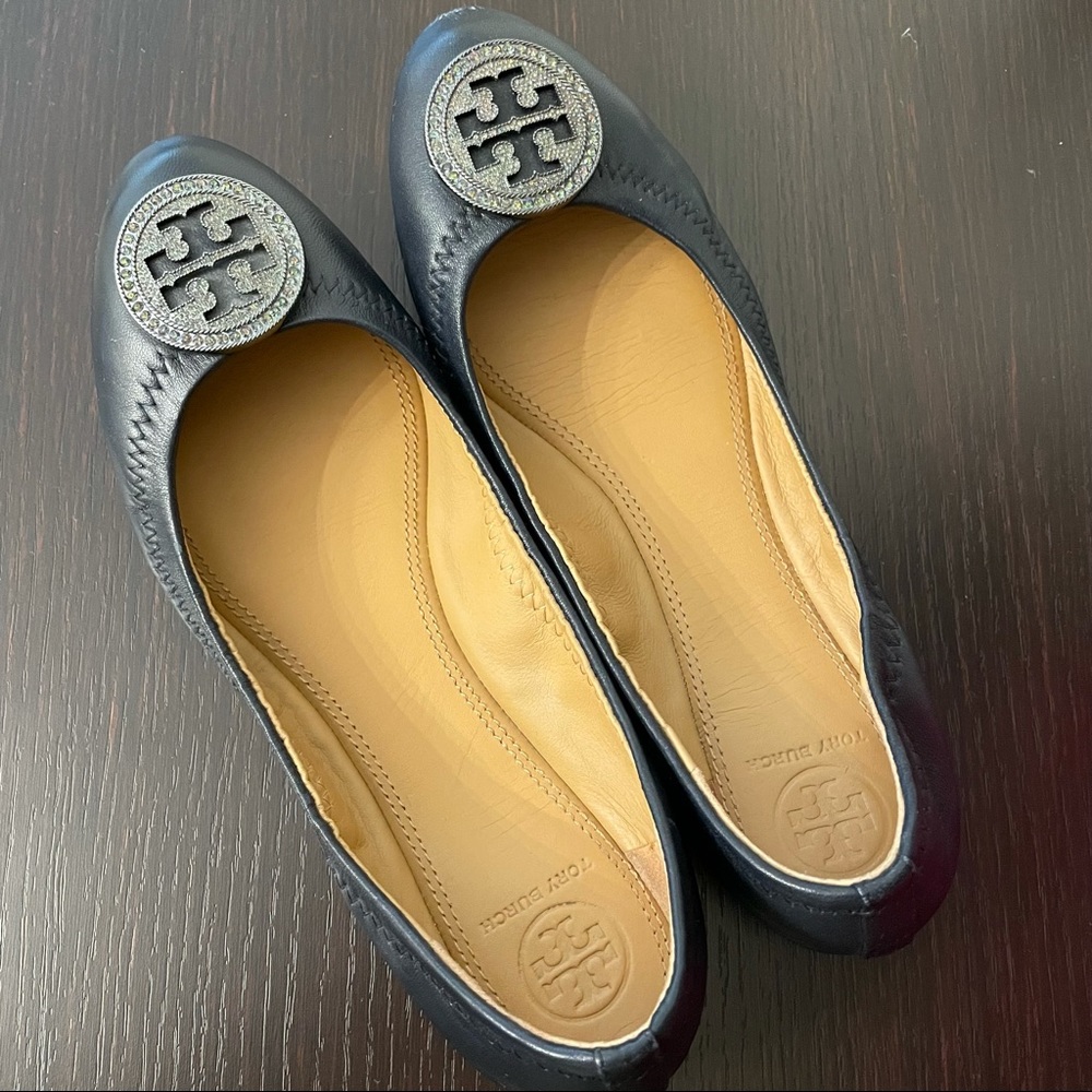 Tory Burch Women’s Liana Navy Blue Ballet Flats Shoes Size 8 - Picture 5 of 16